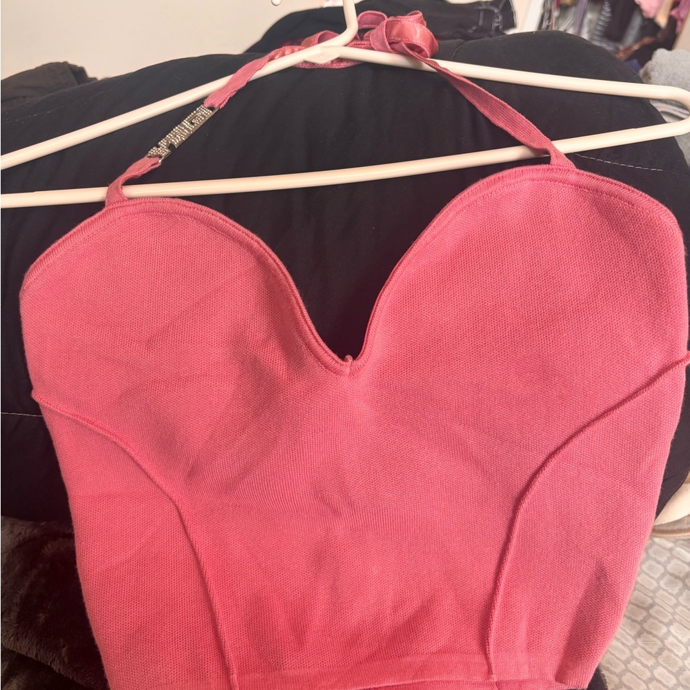 YAGI-WRLD FLEUR Pink Halter Top & Shorts set